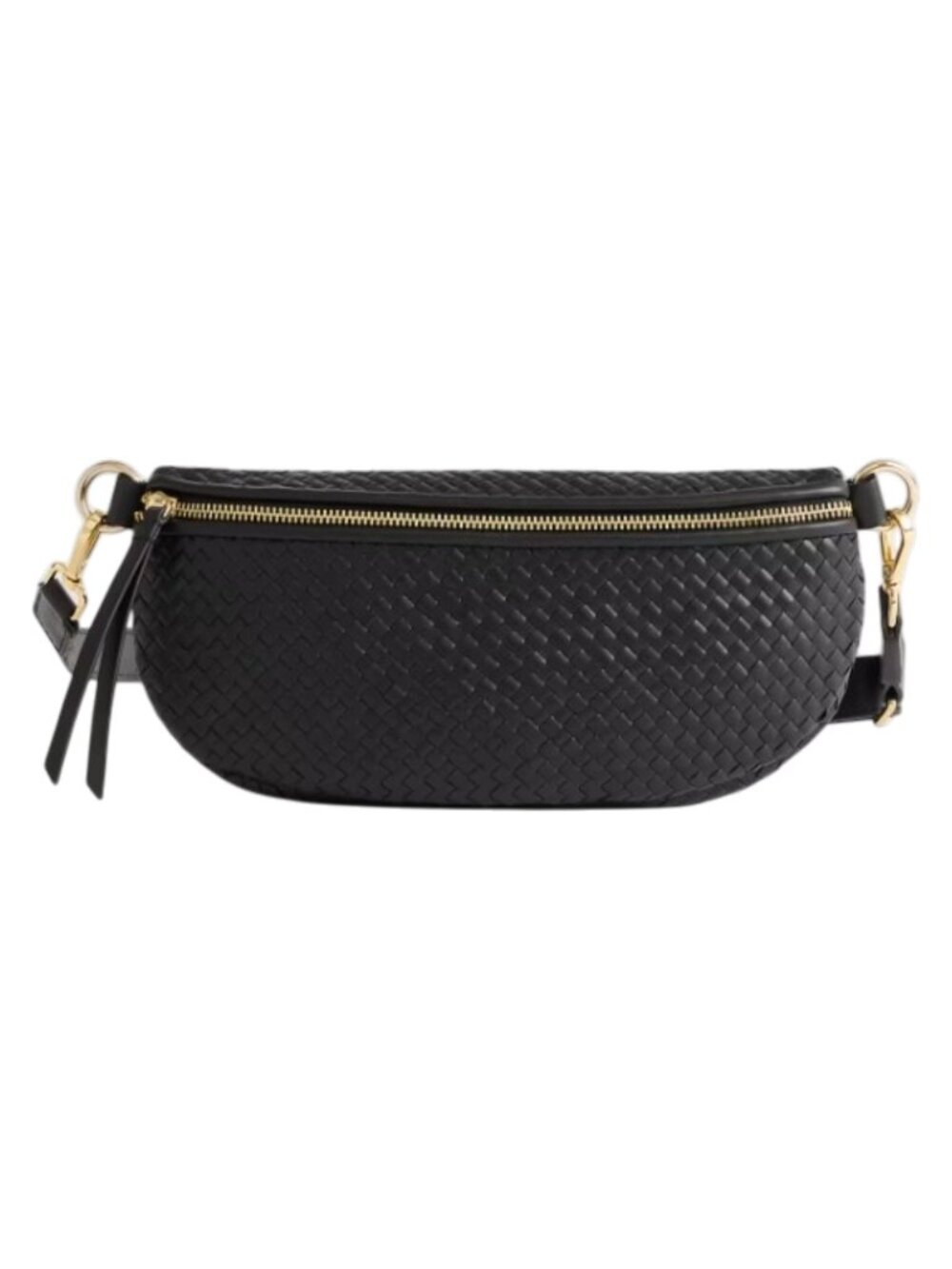 NWT Quince Italian Leather Handwoven Sling Bag 12x4 Black